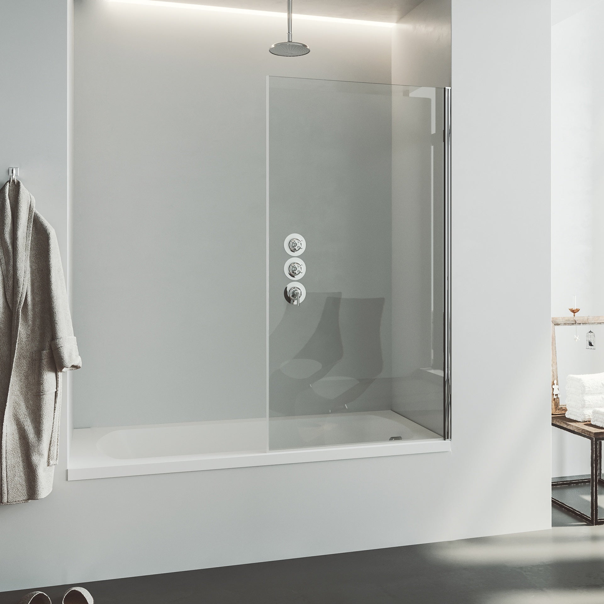 BATHME BASIC-85 Mampara Bañera Cromo Transparente