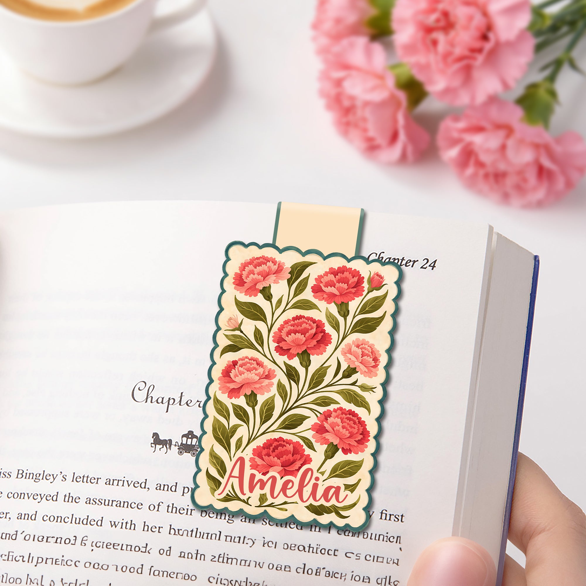 Personalizado Retro Nacimiento Flor Marcapáginas Magnético Clip con Nombre Material Escolar Uso Diario Club de Lectura Regalo de Cumpleaños para los amantes de los libros