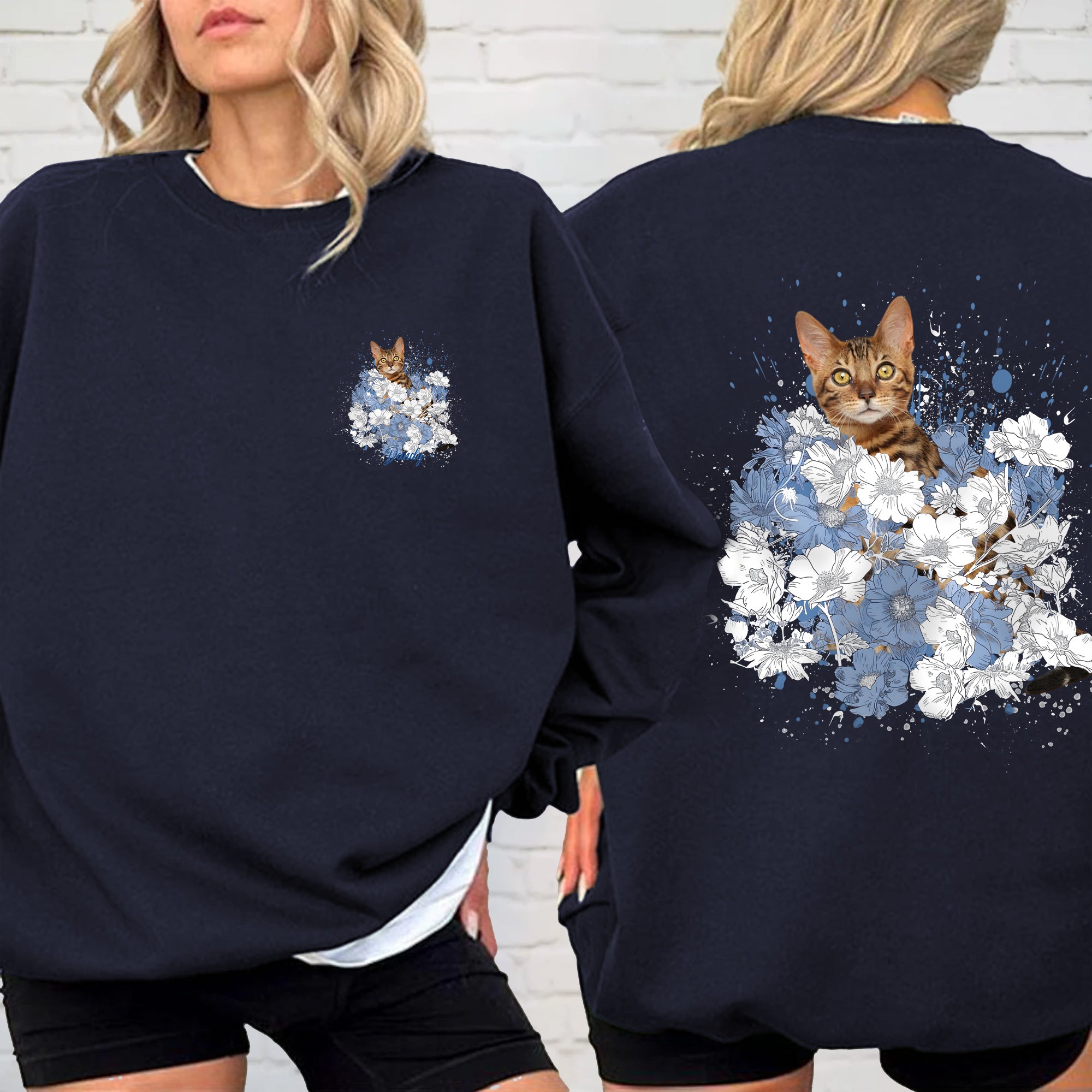 Personalizada Floral Pet Foto Camiseta Sudadera con Nombre Picnic Pet Party Birthday Anniversary Gift for Pet Owners