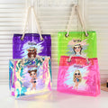 Personalizada Dibujos animados Verano Brillante De Moda Niña Bolsa Transparente Impermeable Con Nombre Piscina Fiesta En La Playa Cumpleaños Regalo Para Ella