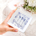 Personalizada Toile De Jouy Diseño Nacimiento Flor Amistad Joyería Plato con Nombre Día de Acción de Gracias Cumpleaños Regalo para las mujeres