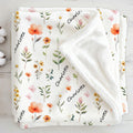 Acuarela personalizada Flores silvestres Suave manta con nombre Decoración de la guardería Baby Shower Cumpleaños Regalo de Navidad para el bebé recién nacido