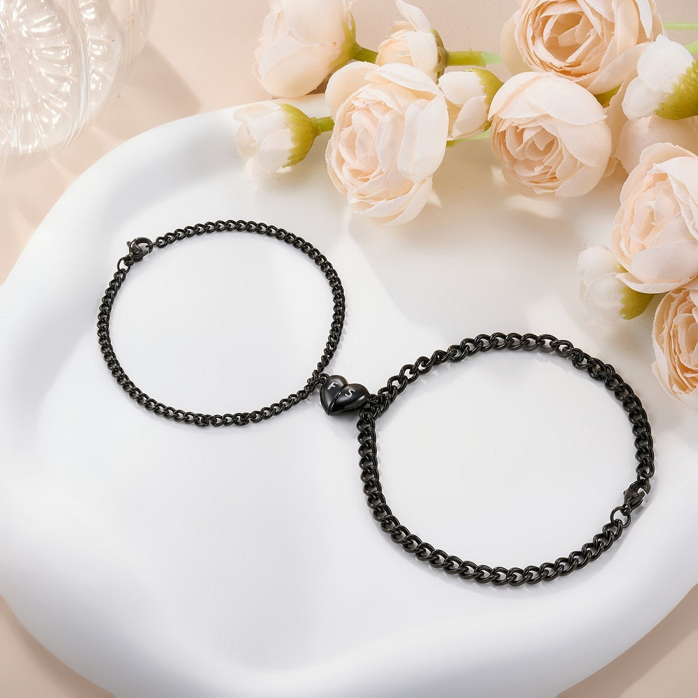 Colgante personalizado en forma de corazón pulsera magnética a juego con la inicial grabada cumpleaños día de San Valentín aniversario regalo para parejas amigos