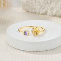 Personalizado perro pata de impresión piedra de nacimiento ajustable anillo abierto con grabado inicial de cumpleaños Memorial de recuerdo de regalo para las mujeres amantes de las mascotas