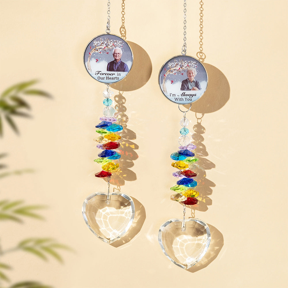 Personalizado Amor Cristal Foto Memorial Suncatcher Ventana Colgante Decoración Aniversario Regalo para la pérdida de un ser querido