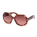 Tom Ford FT101155F Oversized Round Tortoiseshell Sunglasses — Brown