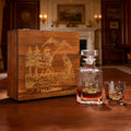 Decantador cuadrado vintage personalizado con escena de pesca y nombre Regalo de cumpleaños para hombres amantes del whisky