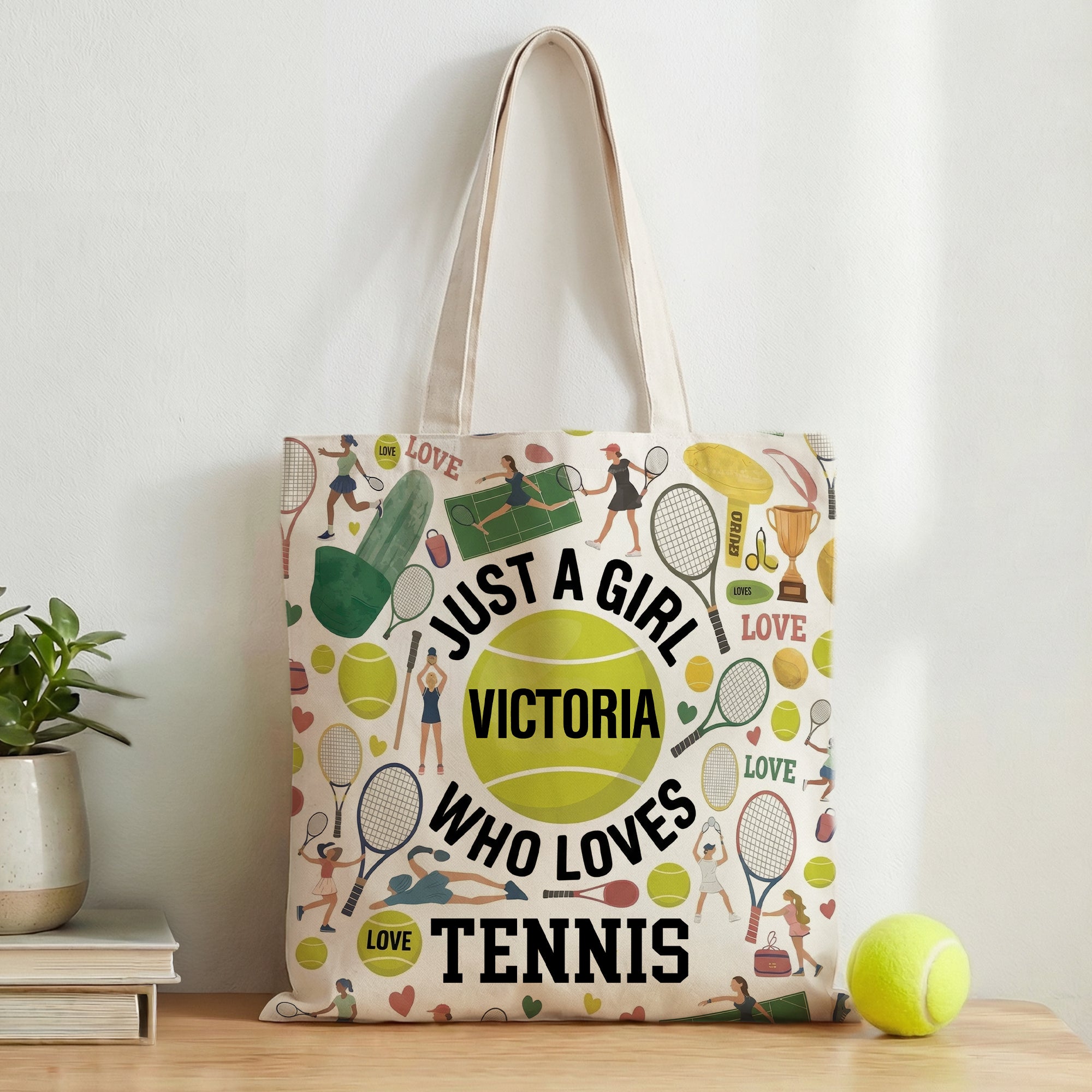 Diseño personalizado de pelota de tenis Bolsa de gran capacidad con nombre Uso diario Regalo de cumpleaños para jugadores de tenis