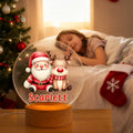 Luz de noche LED de acrílico con nombre y base de madera Personalizada de Papá Noel de dibujos animados Regalo de Navidad para niños y bebés