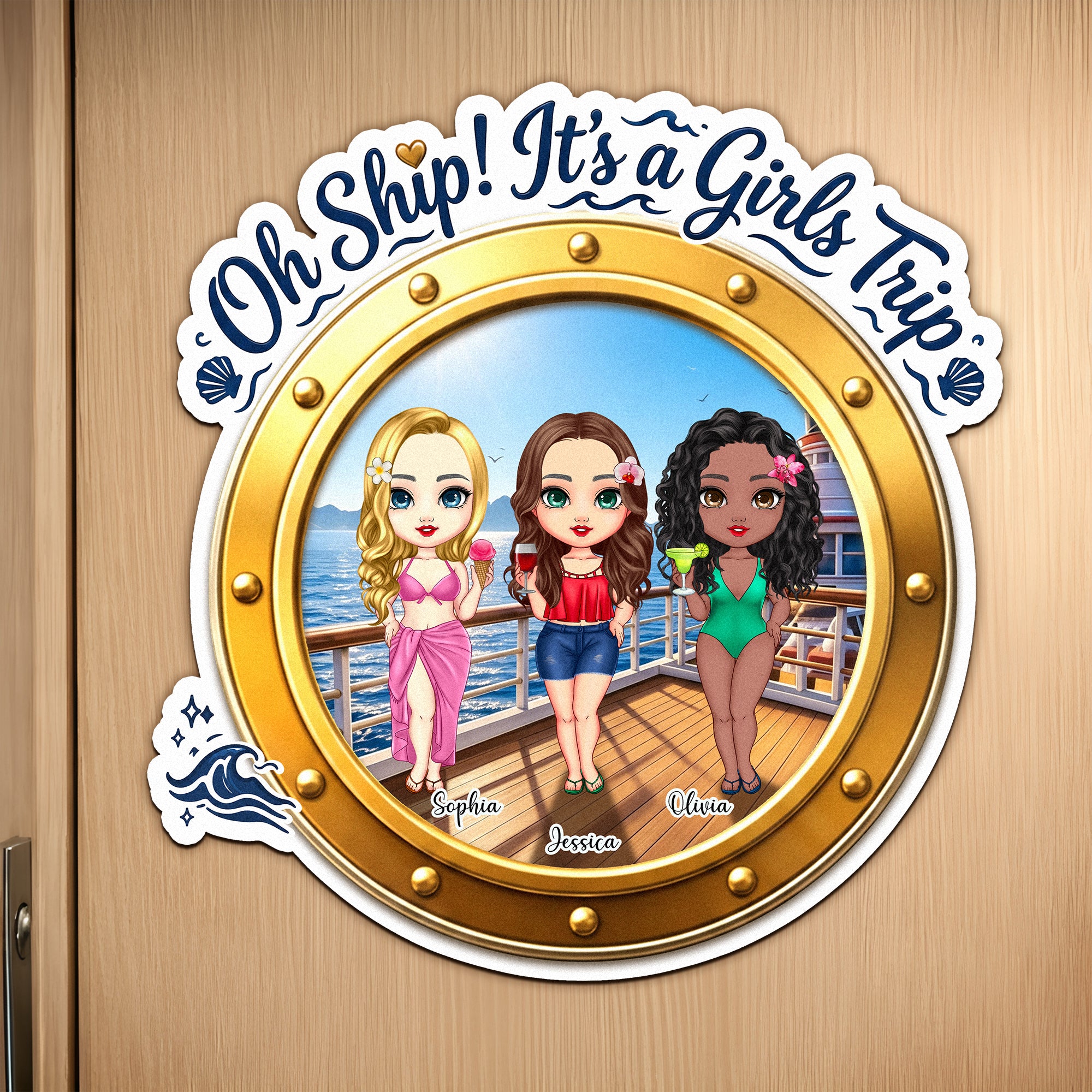 Personalizado 2-4 Iman de Crucero de Personaje de Caricatura con Nombre Decoración del Hogar Cumpleaños Verano Viaje Regalo para Amigo