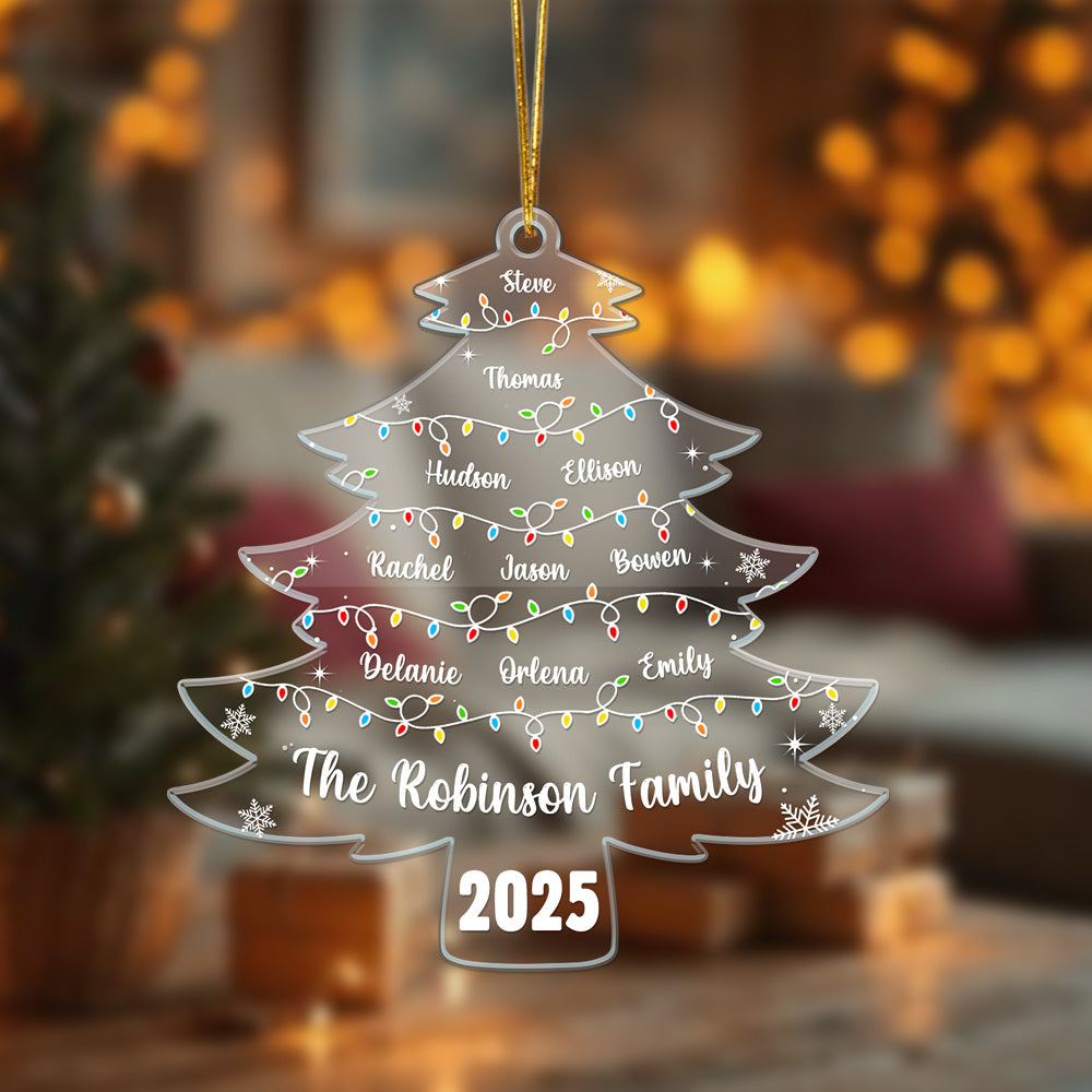 Árbol de Navidad Personalizado Luces Ornamento de acrílico con 2-15 Nombres y Año Regalo de Navidad para la Familia Amigos