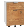 2-Drawer Mobile File Cabinet with Lock, Under-Desk Office Cabinet, Natural Wood Effect