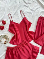 PIJAMA SATÉN 3 PIEZAS-ROJO NOCTURNO – SIGNATURE
