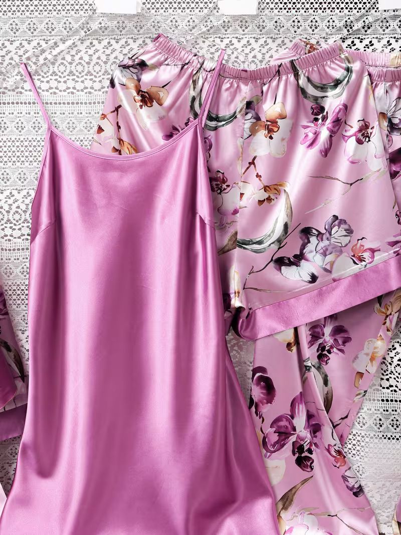PIJAMA SATÉN 5 PIEZAS - VIOLETA – JARDIN DE RÊVE