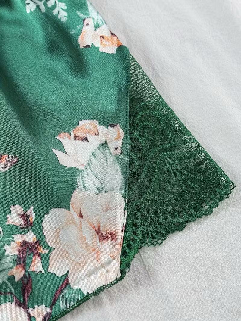 PIJAMA SATÉN 4 PIEZAS-VERDE – JARDIN POÉTIQUE