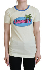 Women's Yellow Havanity Round Neck Tee Cotton T-Shirt