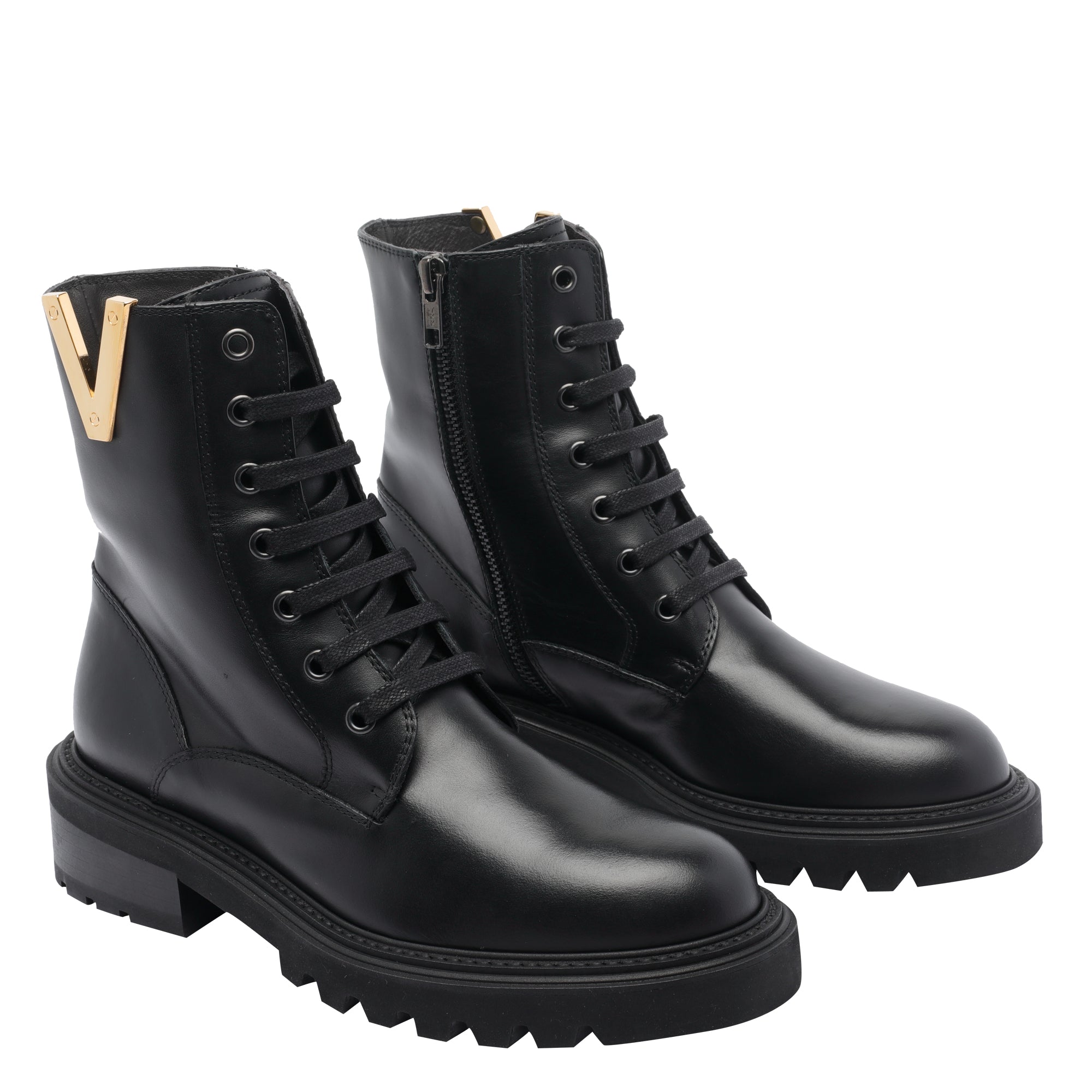 Via Roma 15 Boots Black Leather Rubber Sole