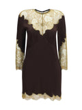 The Attico Lace-Trimmed Satin Dress — Black