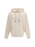 Off-White Logo-Embroidered Cotton Hoodie — Beige