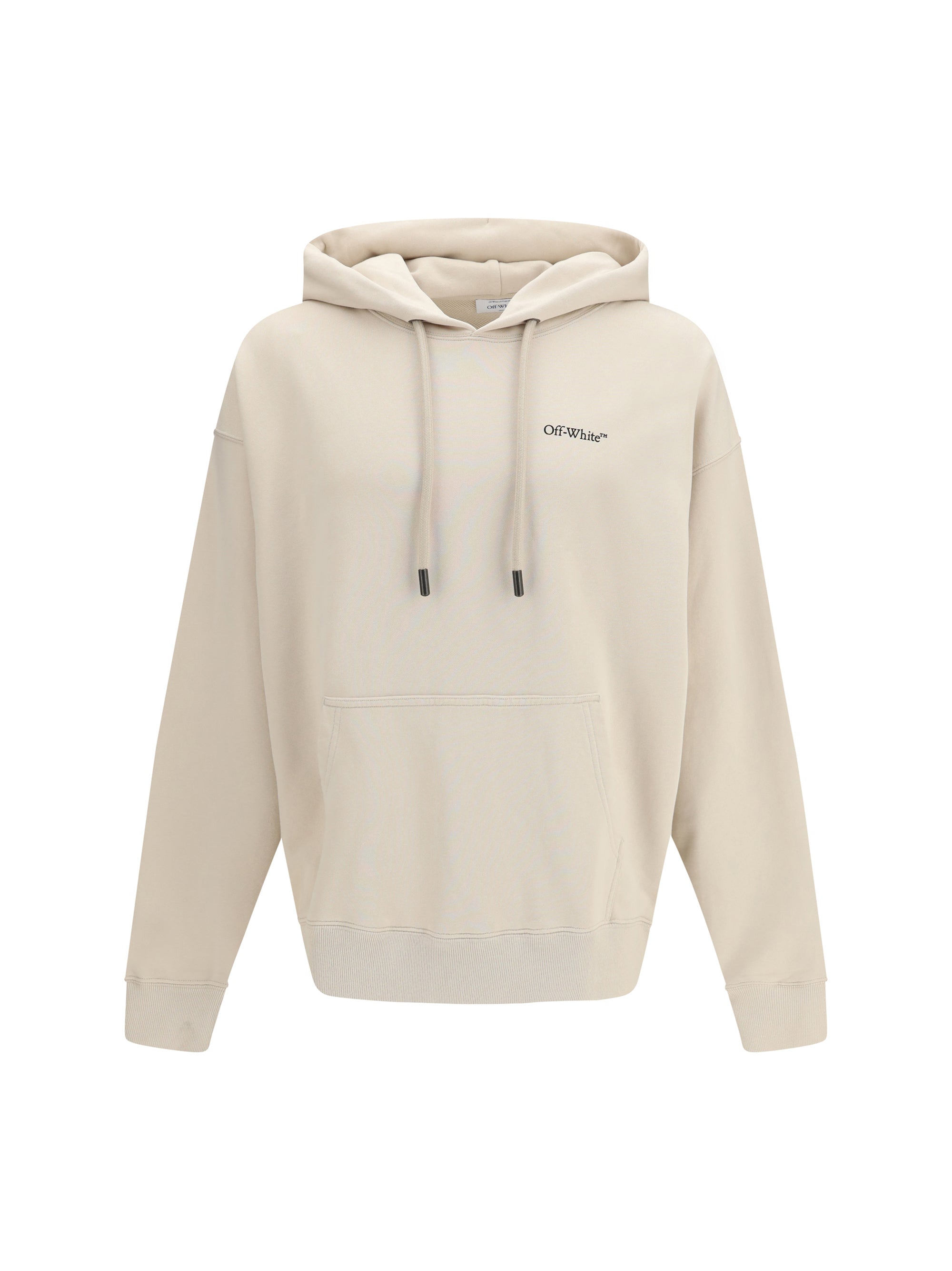 Off-White Logo-Embroidered Cotton Hoodie — Beige