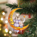 Ornamento acrílico personalizado de la luna del personaje de la madre y del cabrito de la historieta con la decoración del árbol de los nombres Regalo del aniversario de Navidad para la familia
