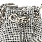 Jimmy Choo Satin Crystal Embellished Micro Bon Bon Bag Silver