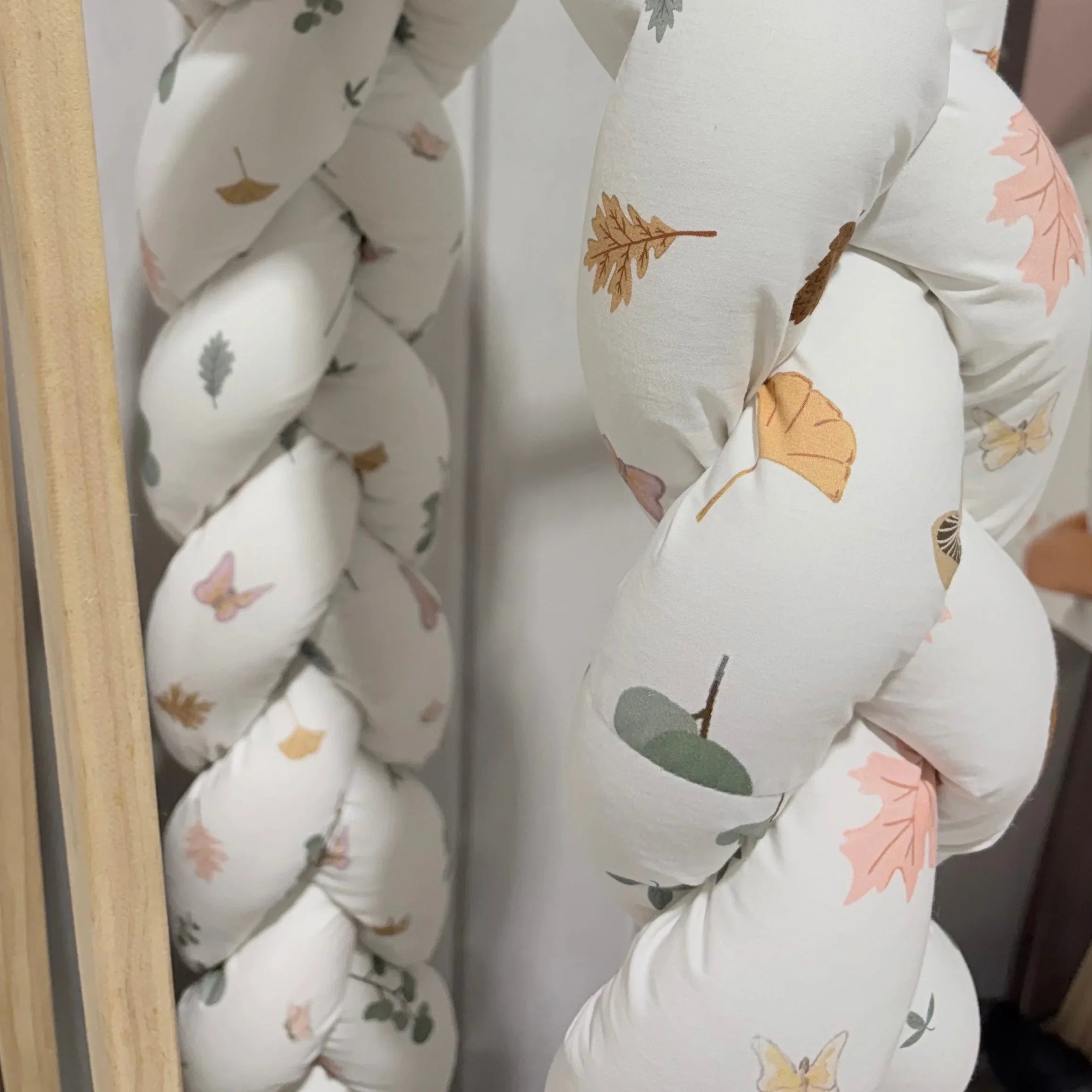 Braided Crib and Bed Bumper in Cotton Flowers | Handmade Bumper
