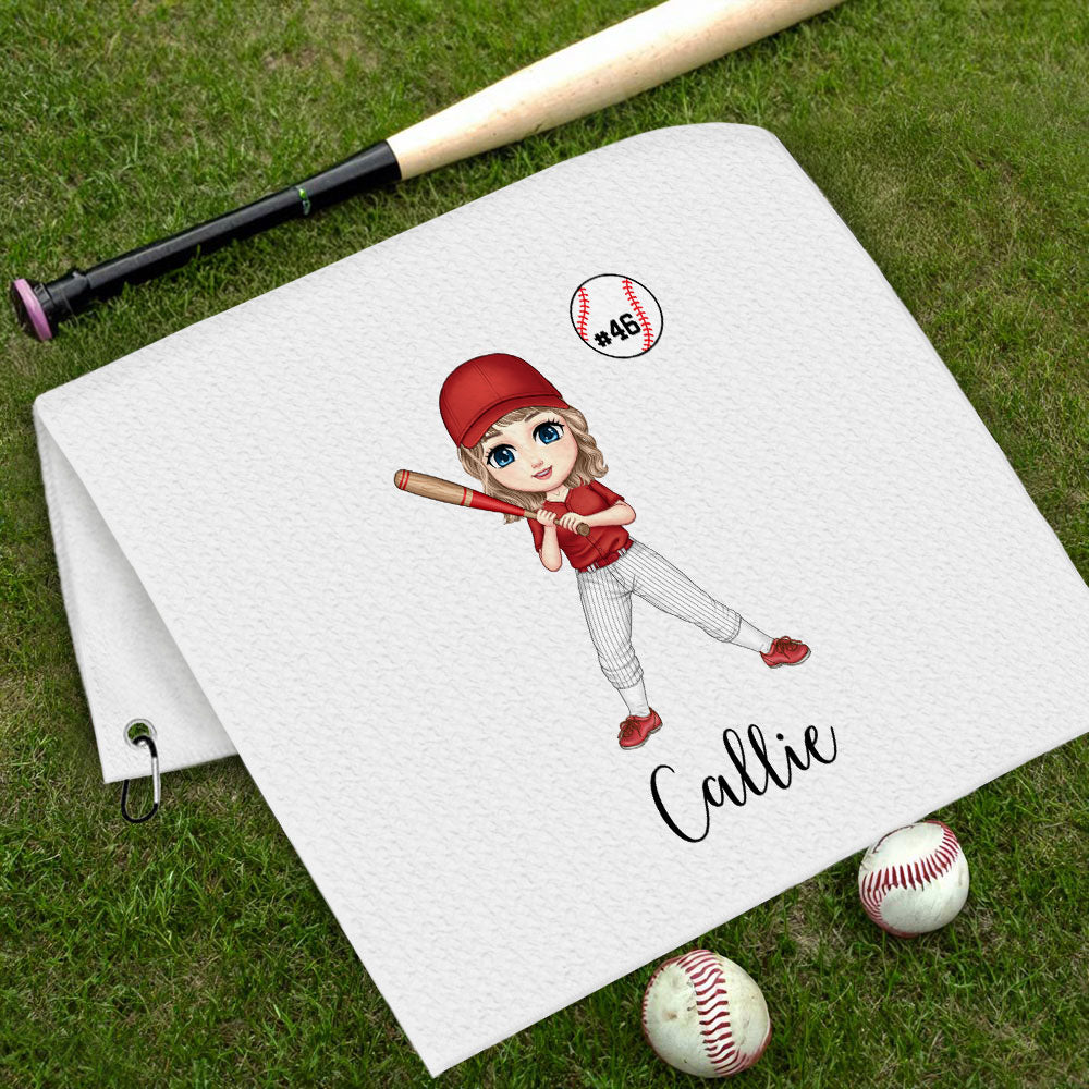 Toalla de béisbol personalizada con nombre, número y pinza para colgar Regalo de cumpleaños para los amantes del béisbol