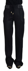 Women's Black Straight Fit Cotton Pants