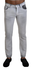 Gray Washed Skinny Men Denim Jeans Cotton Clothing