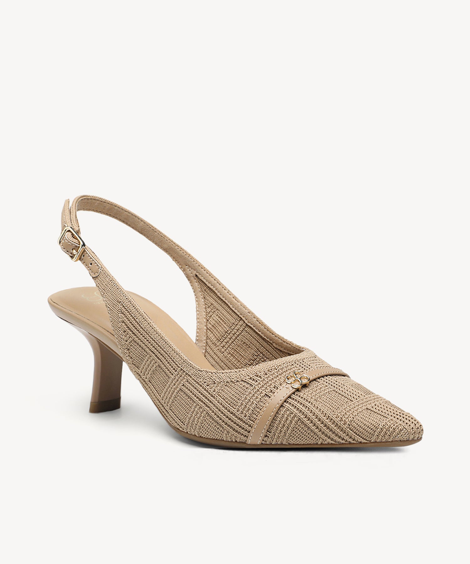 LineWeave Kitten Pointed Toe Heeled Slingback - Apricot / US 8.5 | EU 39.5 | UK 6.5