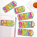 Personalizado brillante colorido Plaid magnético Bookmark Clip con el nombre de papelería regalo de cumpleaños para los amantes del libro