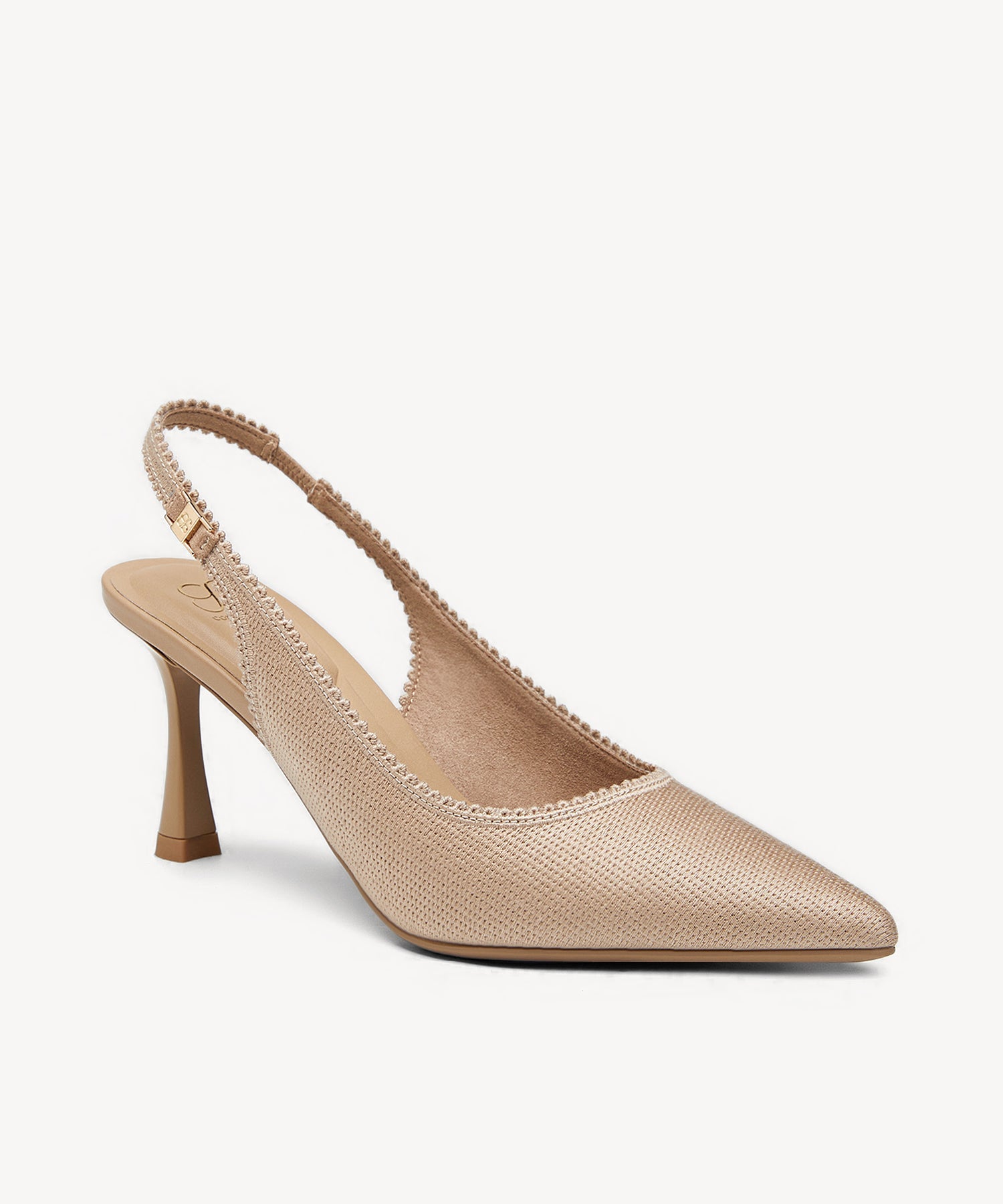 EmbroDance Elegant Stiletto Heeled Slingback - Apricot / US 9 | EU 40 | UK 7