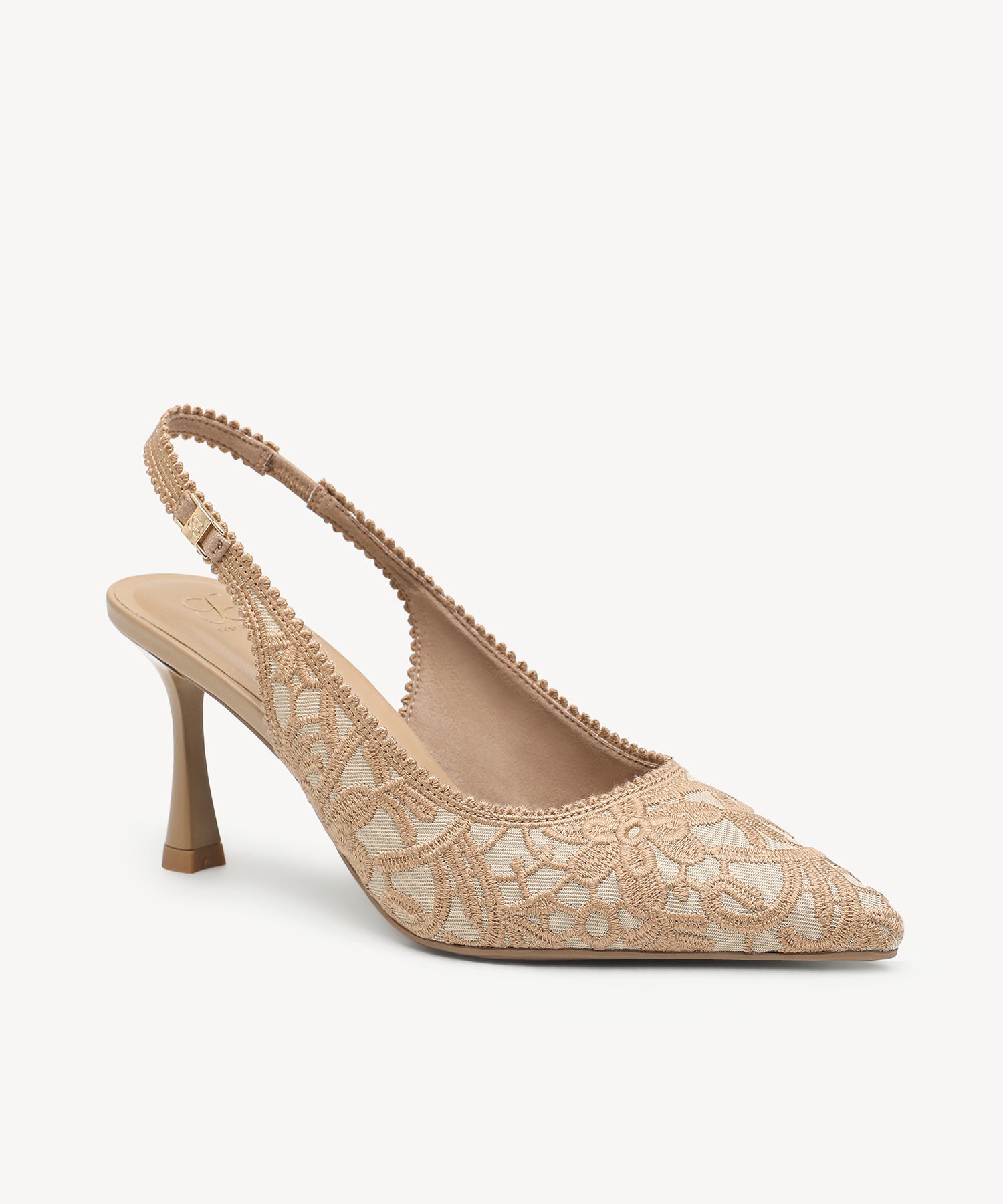 EmbroDance Elegant Stiletto Heeled Slingback - Embroidery Apricot / US 6 | EU 36.5 | UK 4