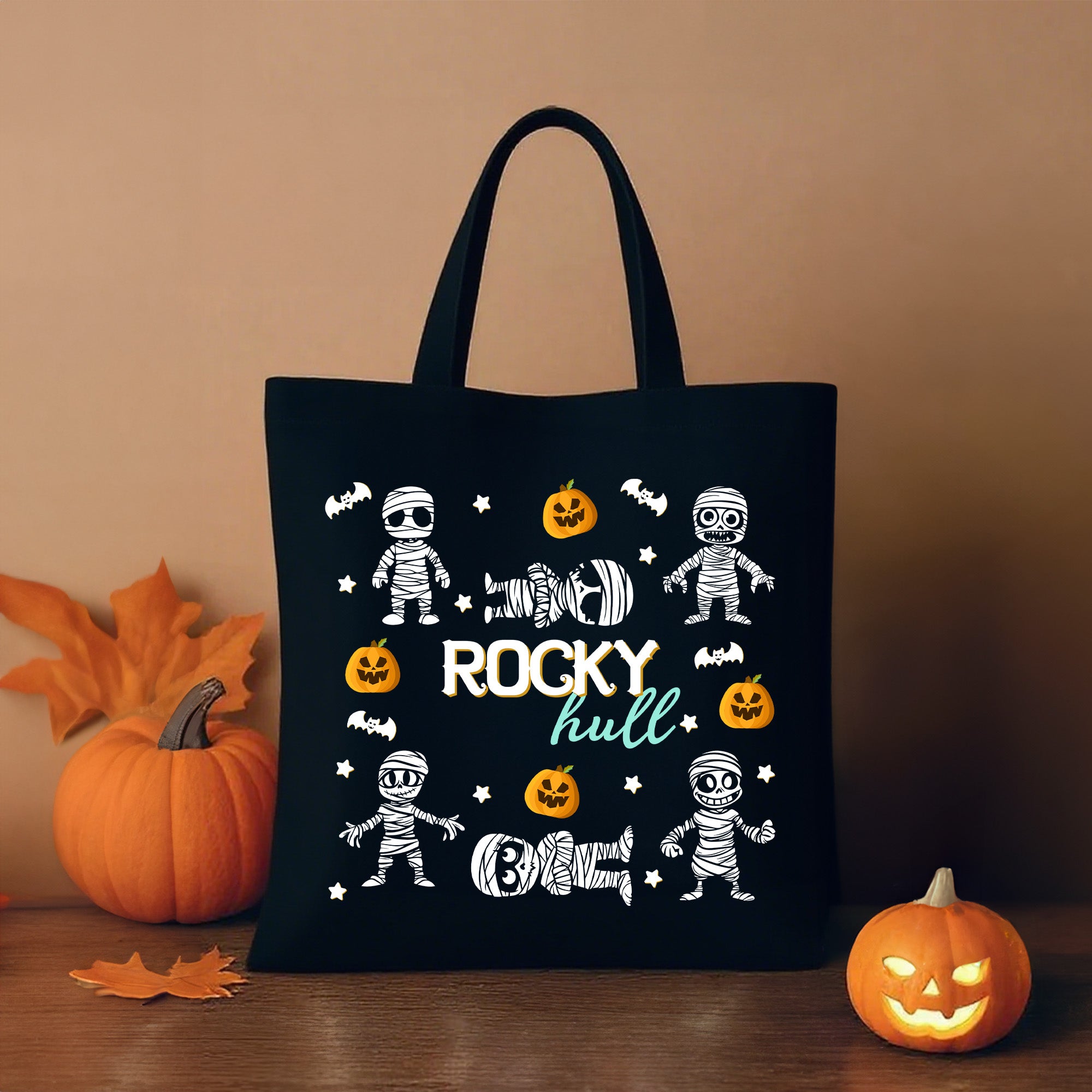 Personalizada Momia Bailarina Calabaza Bolsa de Lona con Nombre y Apellido Reutilizable Accesorios Regalo de Halloween para Niños Familia Amigos