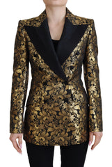 Women's Black Gold Jacquard Coat Blazer Jacket Polyester Clothing