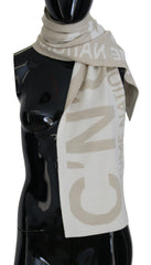 Women's Logo Wrap Scarf Beige Acrylic Wool