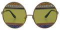 Women's Gold Oval Metal Crystals Shades Dg2209b Sunglasses