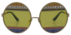 Women's Gold Oval Metal Crystals Shades Dg2209b Sunglasses