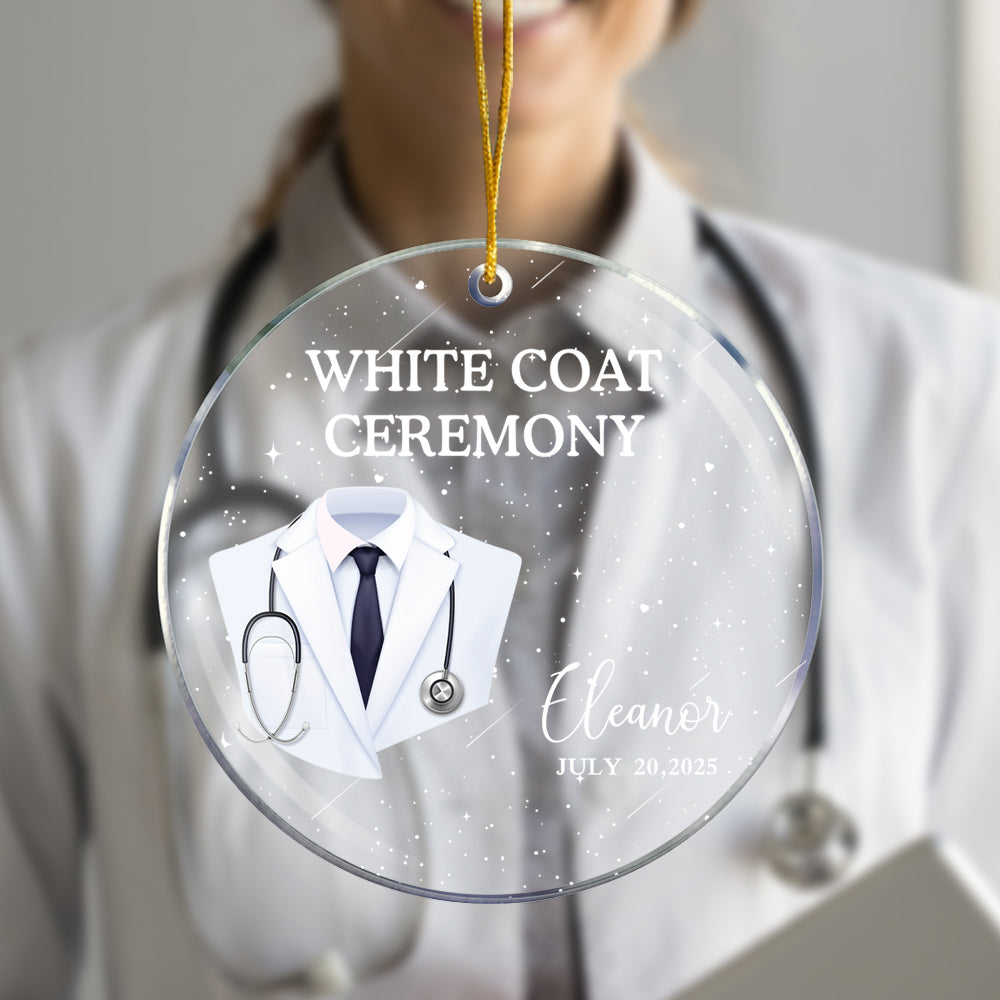 Personalizada Bata Blanca Acrílico Colgante Ornamento con Nombre Texto Año Árbol Decoración Agradecimiento Navidad Regalo para Doctor