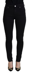 Women's Black Cotton High Waist Casual Denim Jeans Spandex Clothing