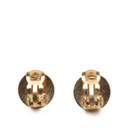 Gold Plated and Enamel CC Round Button Clip On Earrings