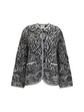 Forte_forte Heron Feather Motif Brushed Cardigan — Gray