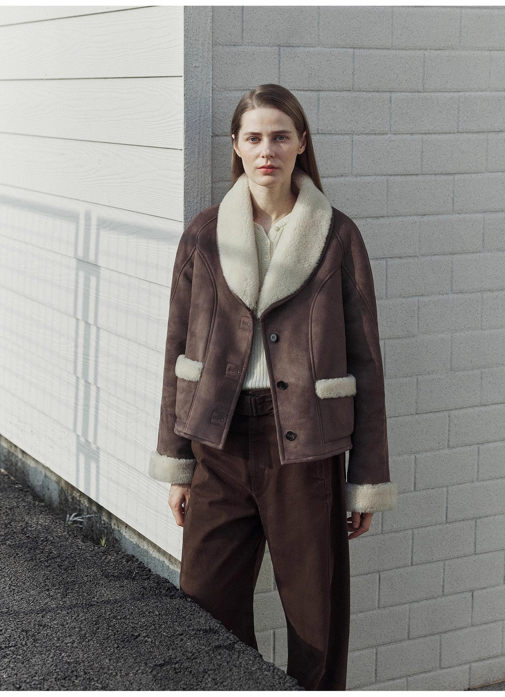 Pure Era imported high-quality lamb contrast color fruit collar short wool fur coat