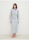 Romantic Vibes Cross-Placket Loose Long-Staple Cotton Shirt Dress