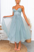 Adjustable Spaghetti Strap Backless Mesh Maxi Party Dress