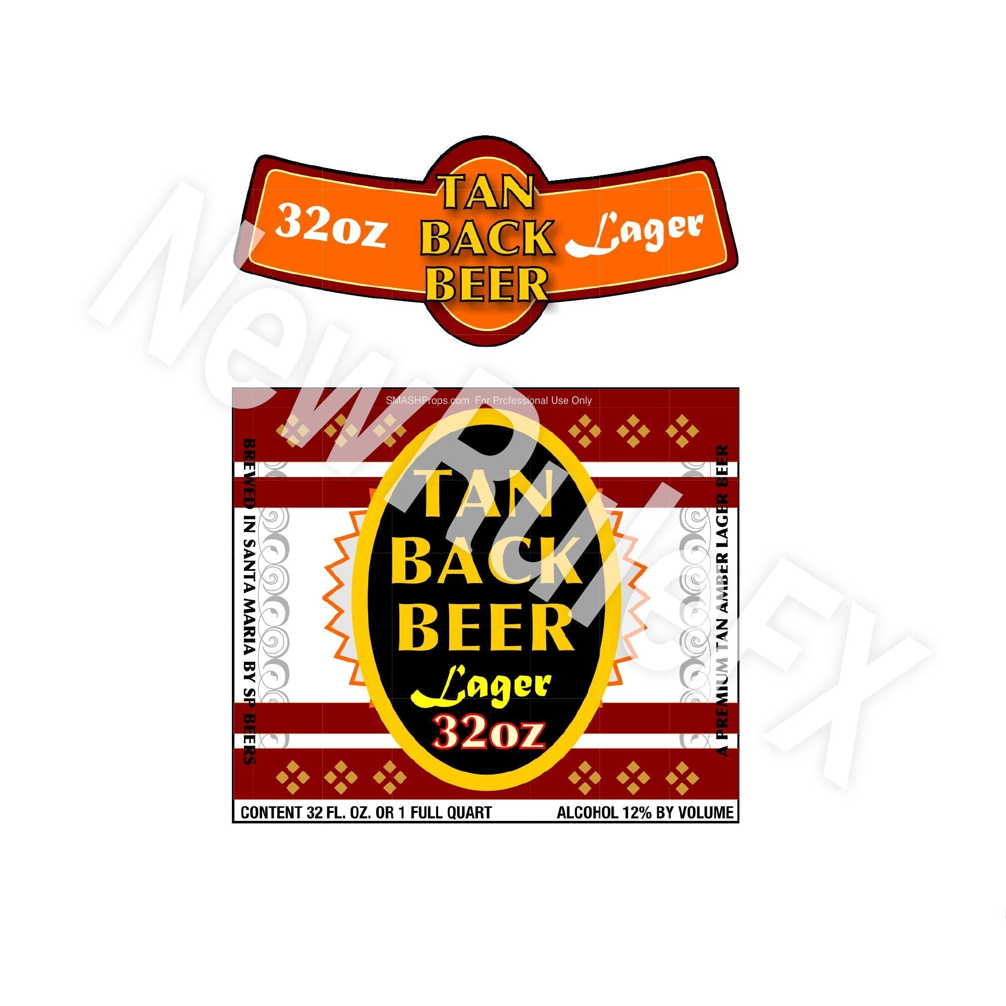Lager Beer Bottle Single Self Adhesive Label - License and Royalty Free for Film Use By Prop Money Inc.