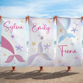 Cola de sirena personalizada Toalla de playa suave y de secado rápido con nombre Regalo de cumpleaños esencial para viajes y vacaciones para niña