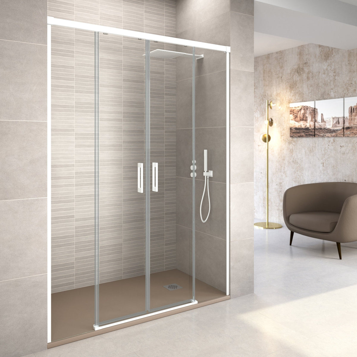 BATHME NIXON Mampara Frontal Ducha 2Fijos+2Correderas Blanco