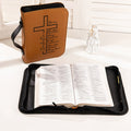 Cruz multicolor personalizada Funda para Biblia de cuero de PU con nombre de texto y asa de transporte Regalo de bautizo para cristianos